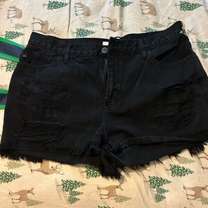KanCan Black Distressed Jean Shorts High-Waisted